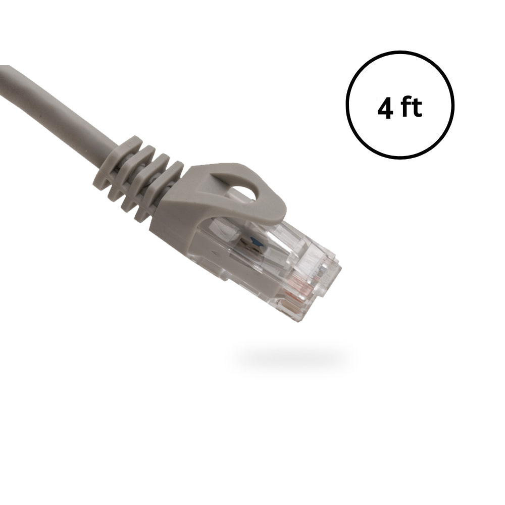 CAT6 4ft Bare Copper Patch Cable with Boot and Protector 10 Pack, Grey